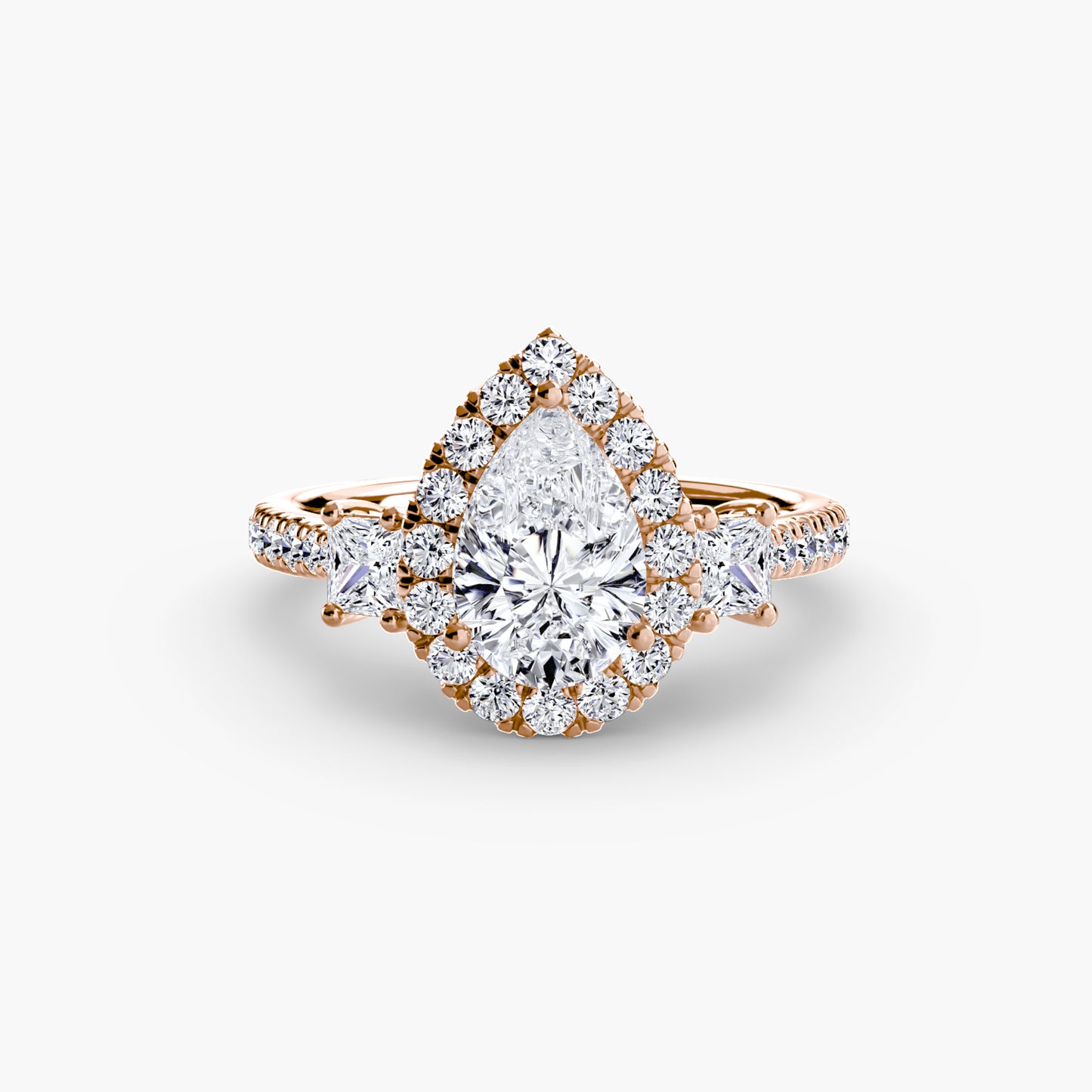 Three-Stone Engagement Ring with Halo - 2.4mm