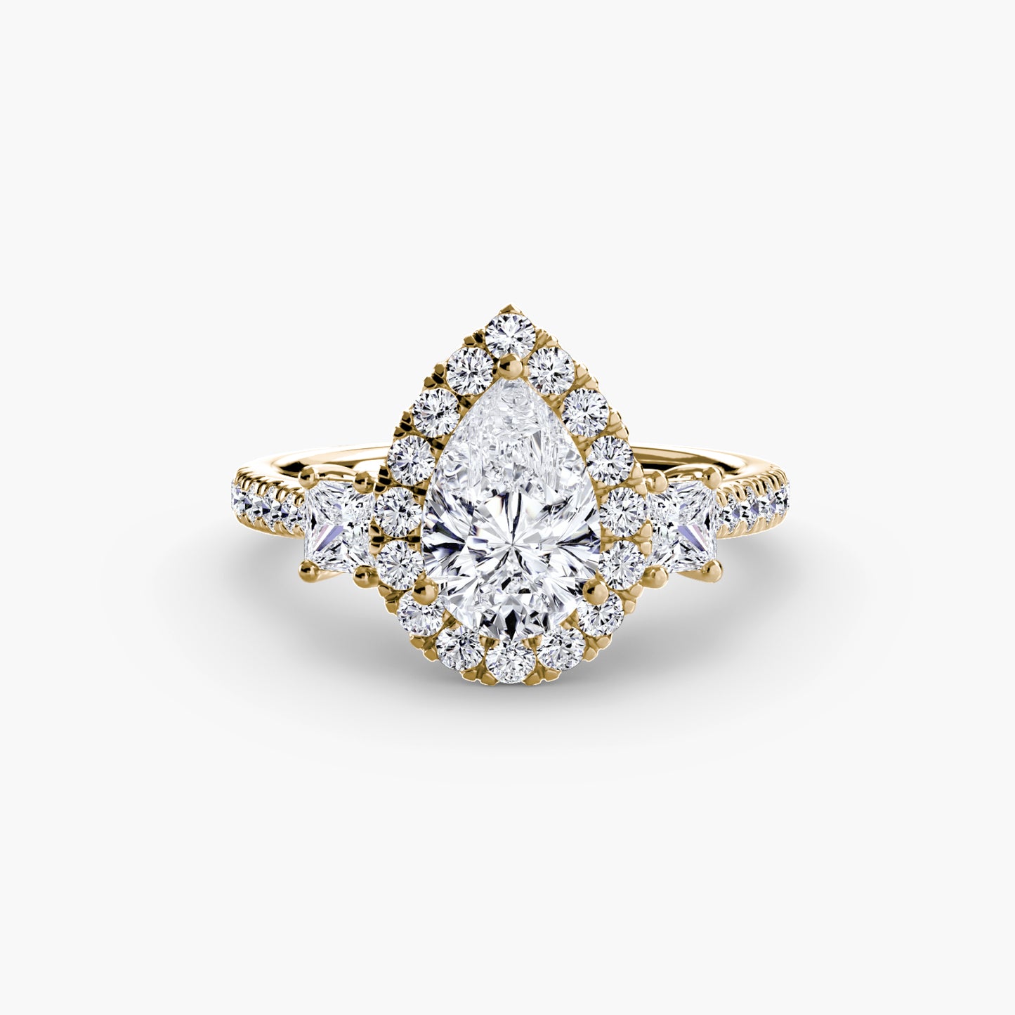 Three-Stone Engagement Ring with Halo - 2.4mm