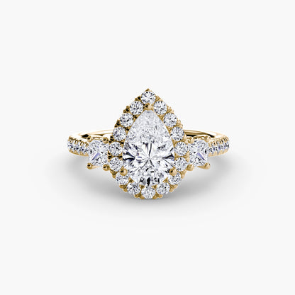 Three-Stone Engagement Ring with Halo - 2.4mm