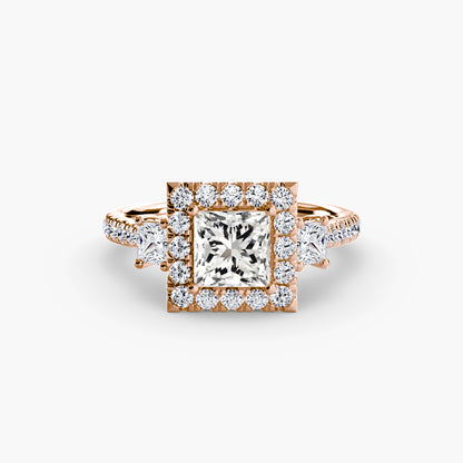 Three-Stone Engagement Ring with Halo - 2.4mm