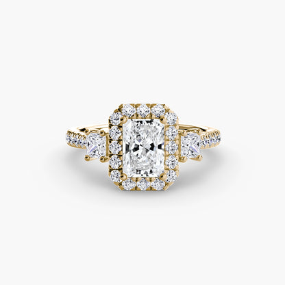 Three-Stone Engagement Ring with Halo - 2.4mm