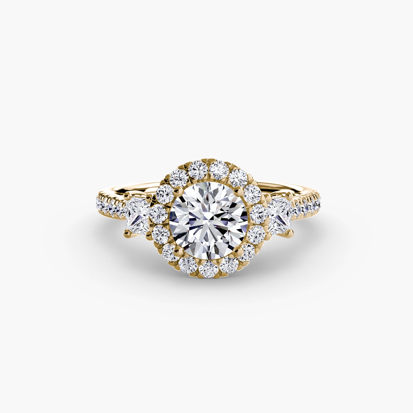 Three-Stone Engagement Ring with Halo - 2.4mm