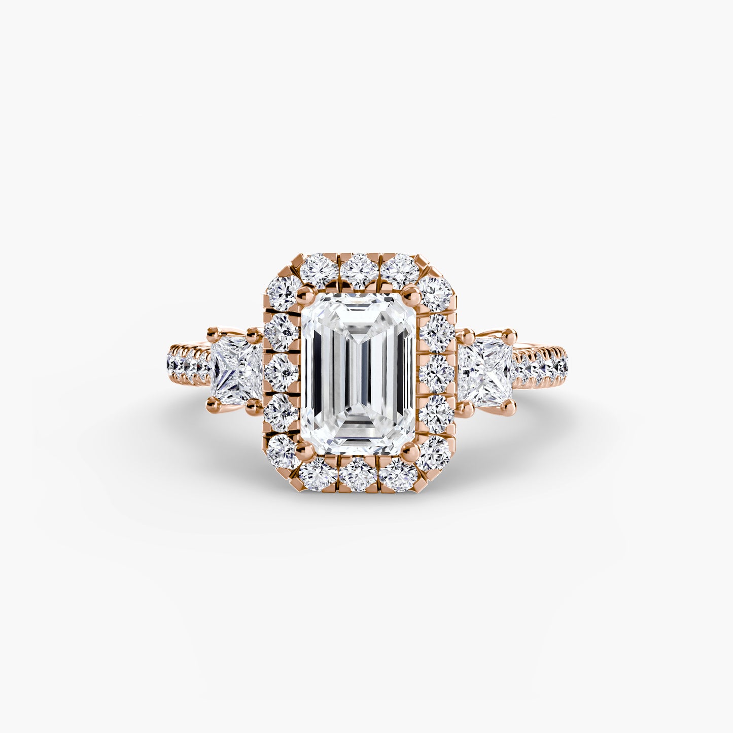 Three-Stone Engagement Ring with Halo - 2.4mm