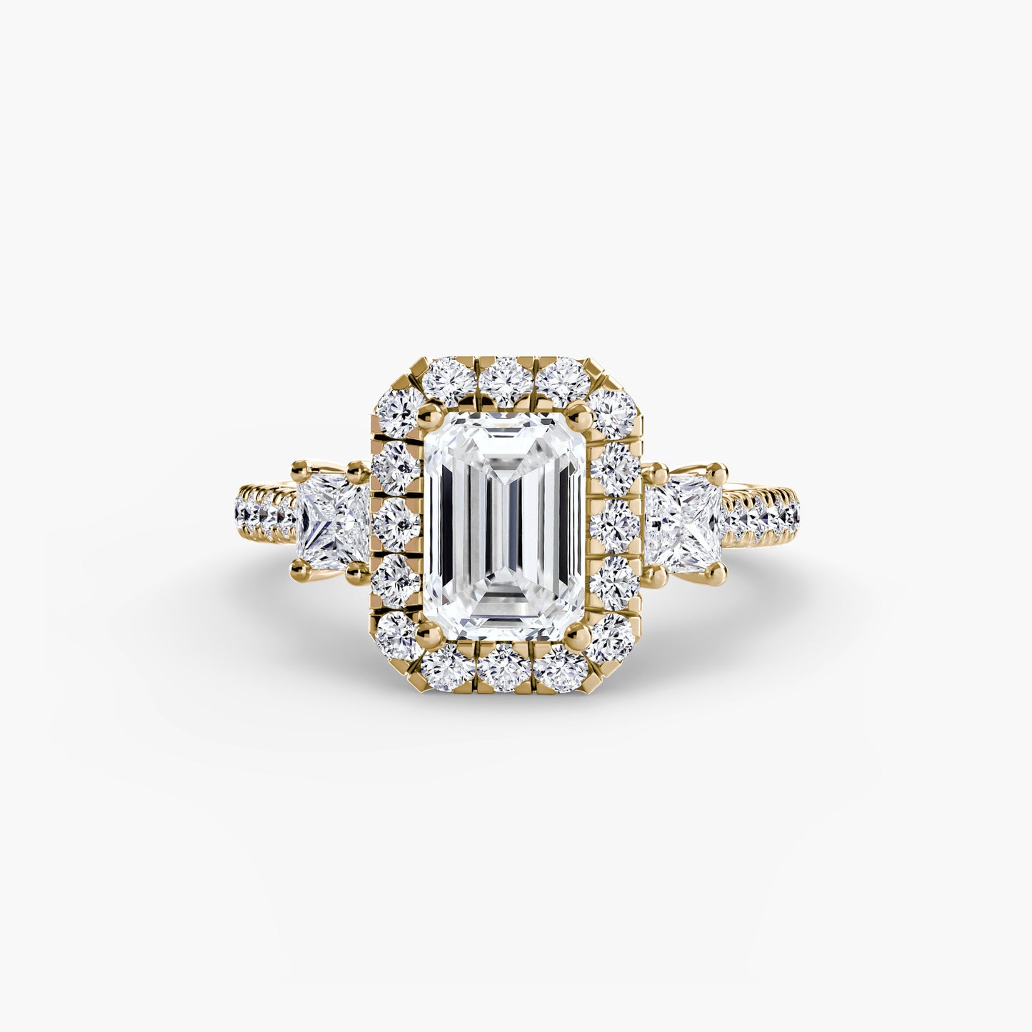 Three-Stone Engagement Ring with Halo - 2.4mm