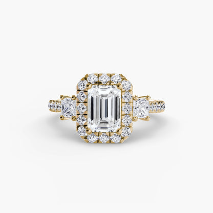 Three-Stone Engagement Ring with Halo - 2.4mm