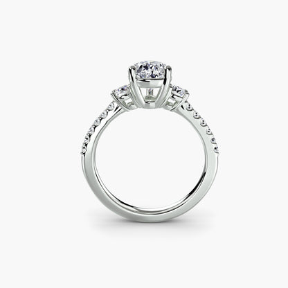 Pear Three-Stone Pavé Band Engagement Ring