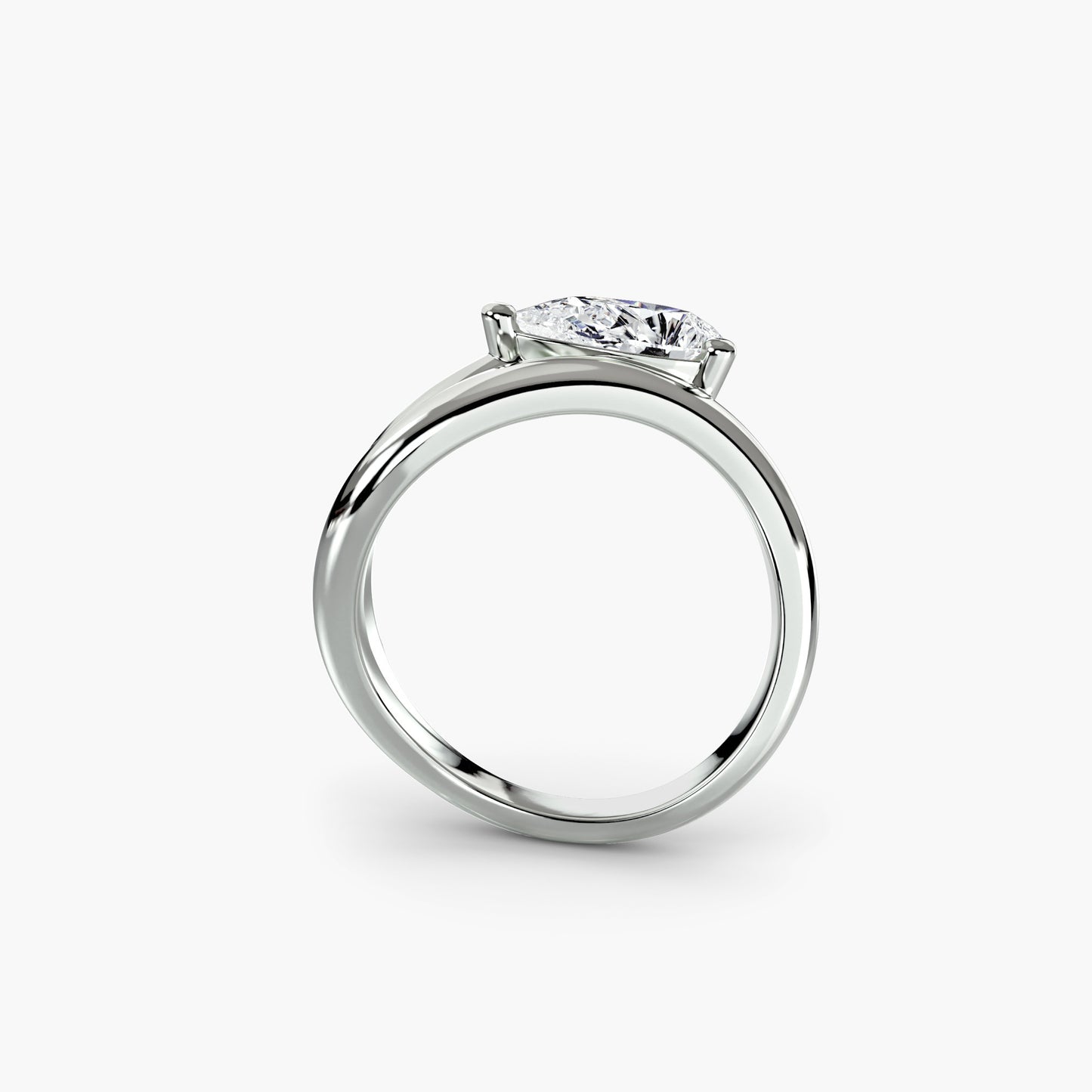 East-West Pear Double Band Engagement Ring