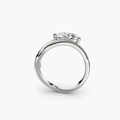 East-West Pear Double Band Engagement Ring