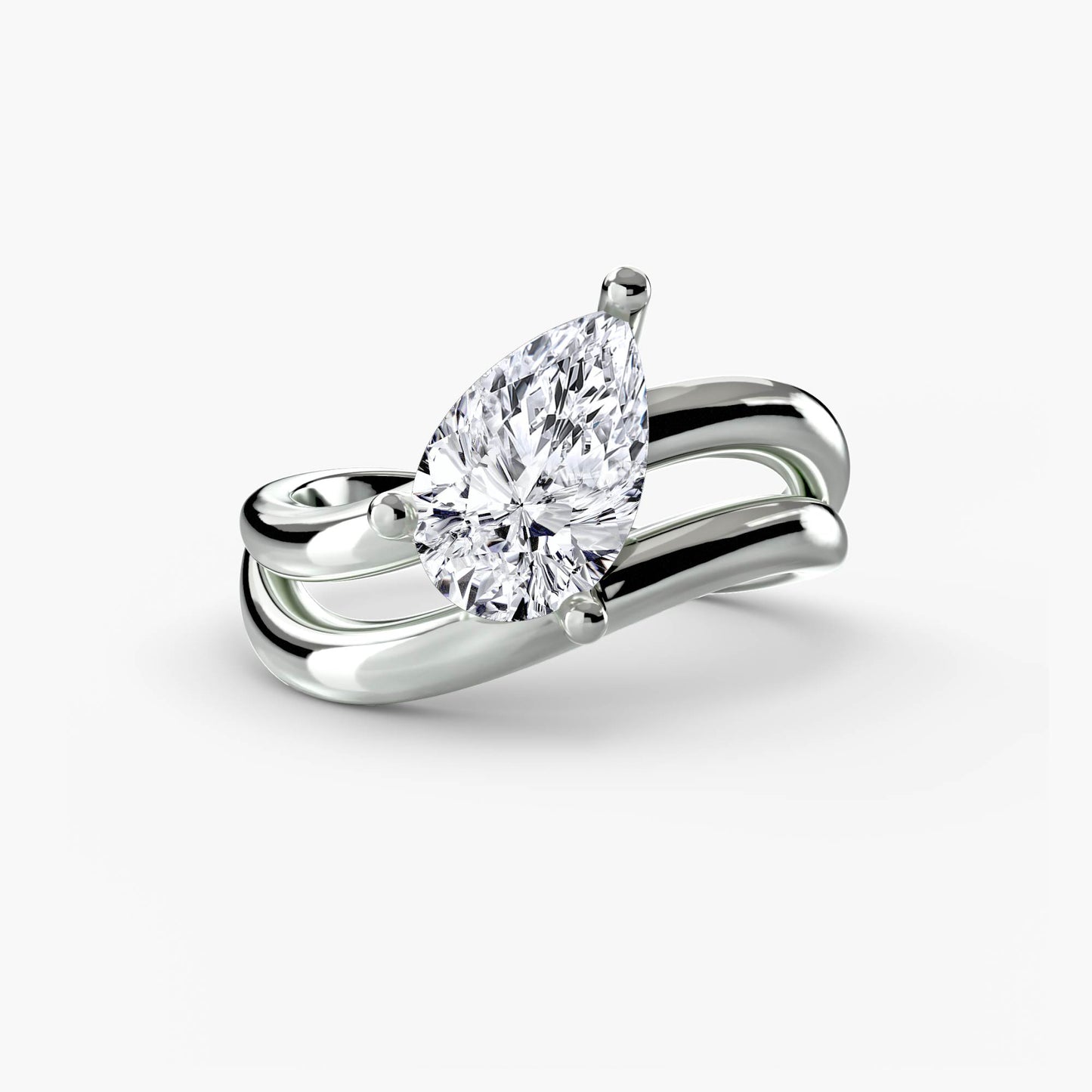 Pear Shape Wave Split Shank Engagement Ring