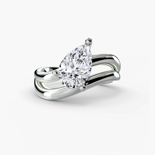 Pear Shape Wave Split Shank Engagement Ring