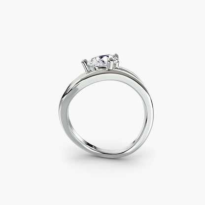 Pear Shape Wave Split Shank Engagement Ring