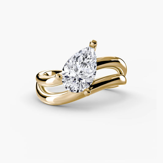Pear Shape Wave Split Shank Engagement Ring