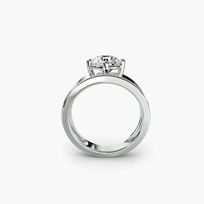 Wide Band Solitaire Engagement Ring - 4.2mm
