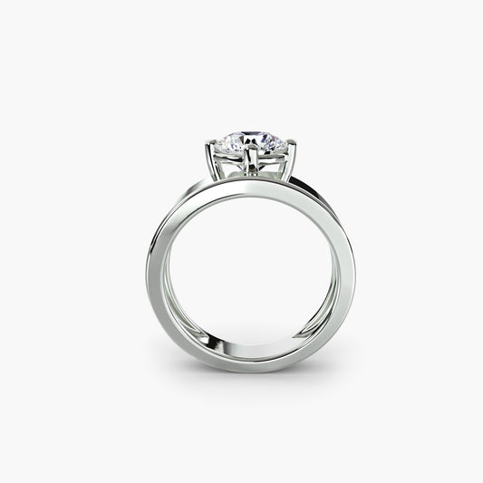 Wide Band Solitaire Engagement Ring - 4.2mm