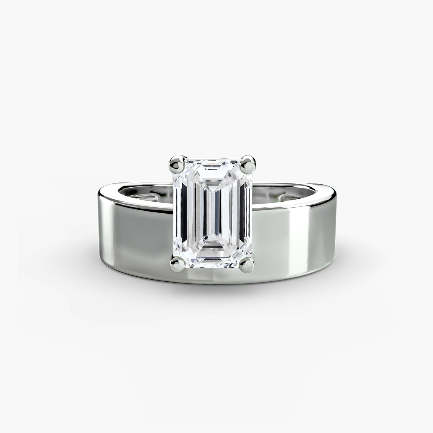 Wide Band Solitaire Engagement Ring - 4mm Cigar Band