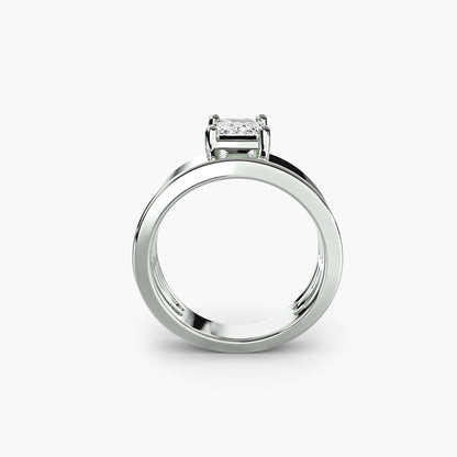 Wide Band Solitaire Engagement Ring - 4mm Cigar Band