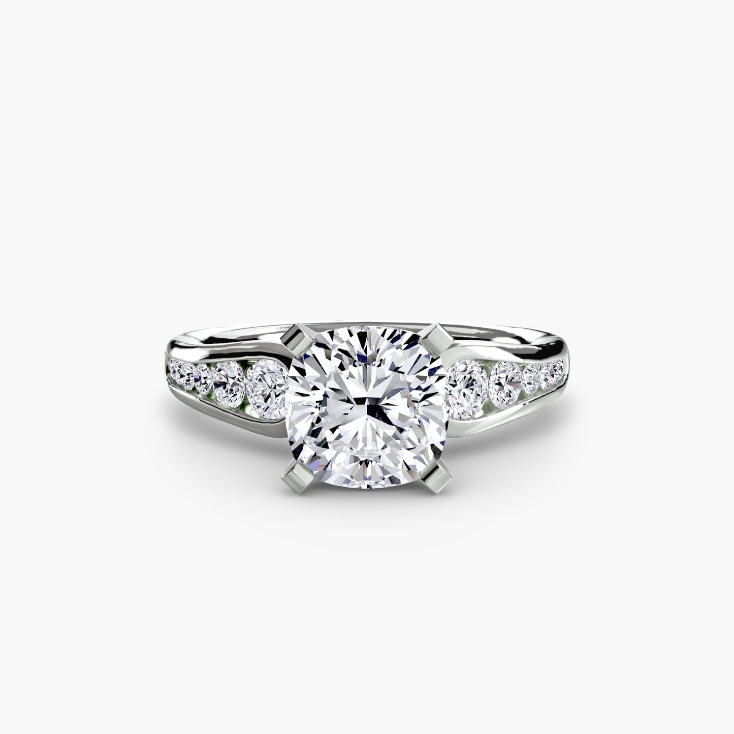 Solitaire Engagement Ring with Pavé Band - 2.3mm