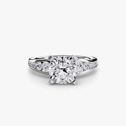 Solitaire Engagement Ring with Pavé Band - 2.3mm
