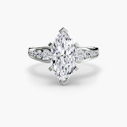 Solitaire Engagement Ring with Pavé Band - 2.3mm