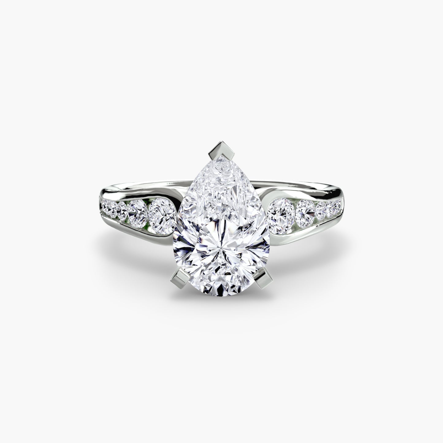 Solitaire Engagement Ring with Pavé Band - 2.3mm