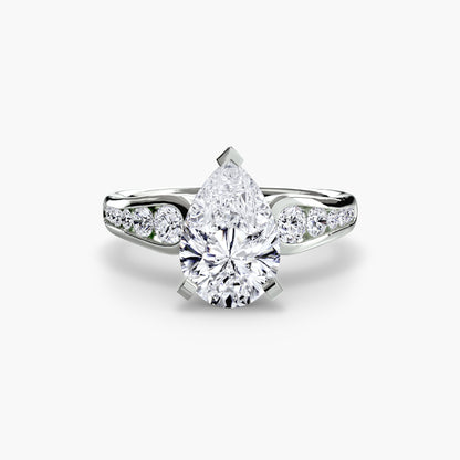 Solitaire Engagement Ring with Pavé Band - 2.3mm