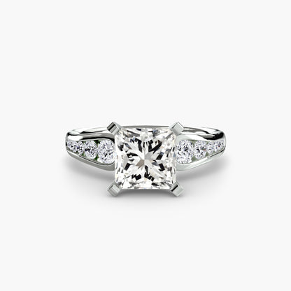 Solitaire Engagement Ring with Pavé Band - 2.3mm