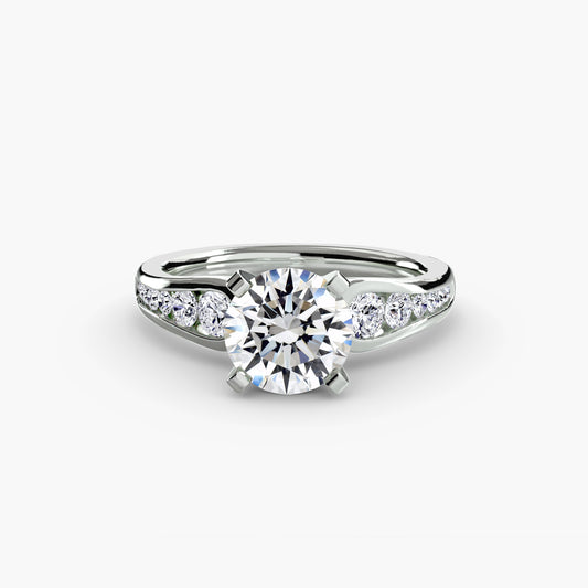 Solitaire Engagement Ring with Pavé Band - 2.3mm