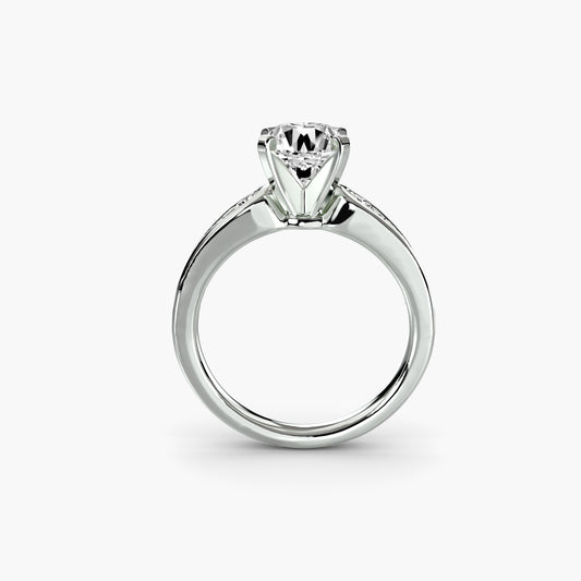 Solitaire Engagement Ring with Pavé Band - 2.3mm