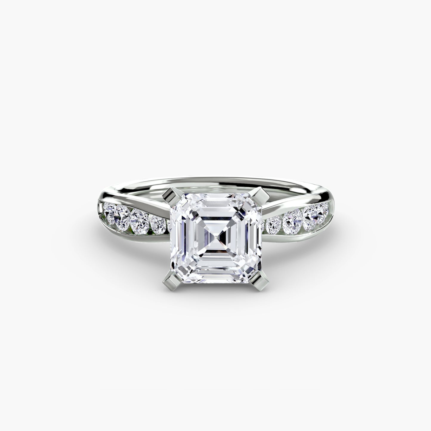 Solitaire Engagement Ring with Pavé Band - 2.3mm