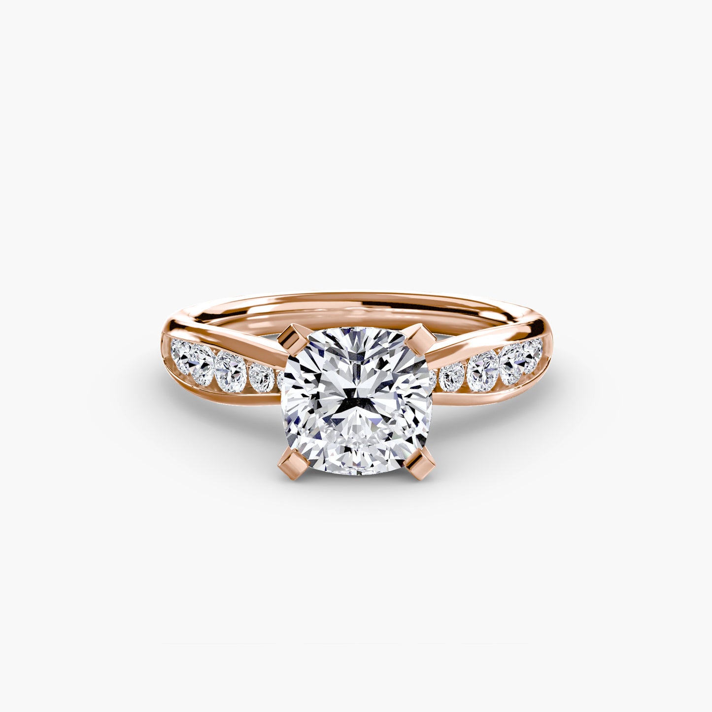 Solitaire Engagement Ring with Pavé Band - 2.3mm