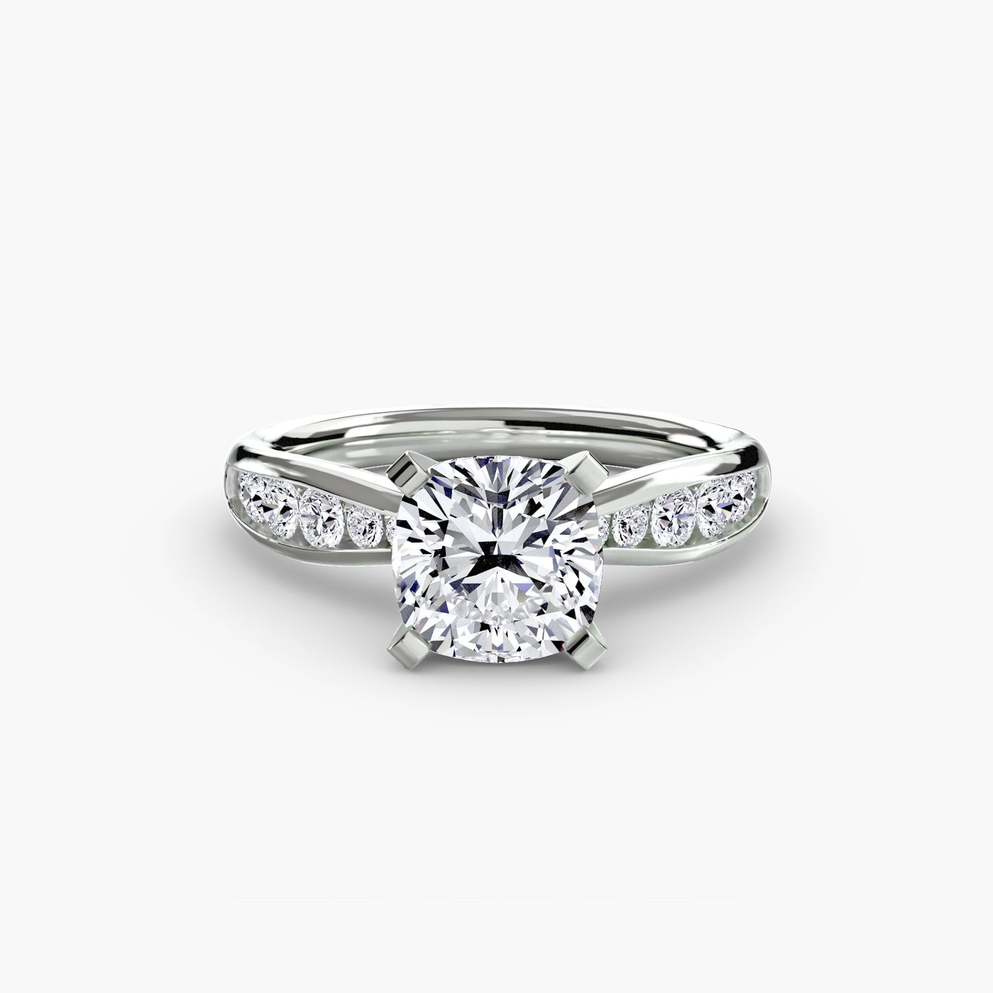 Solitaire Engagement Ring with Pavé Band - 2.3mm