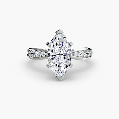 Solitaire Engagement Ring with Pavé Band - 2.3mm