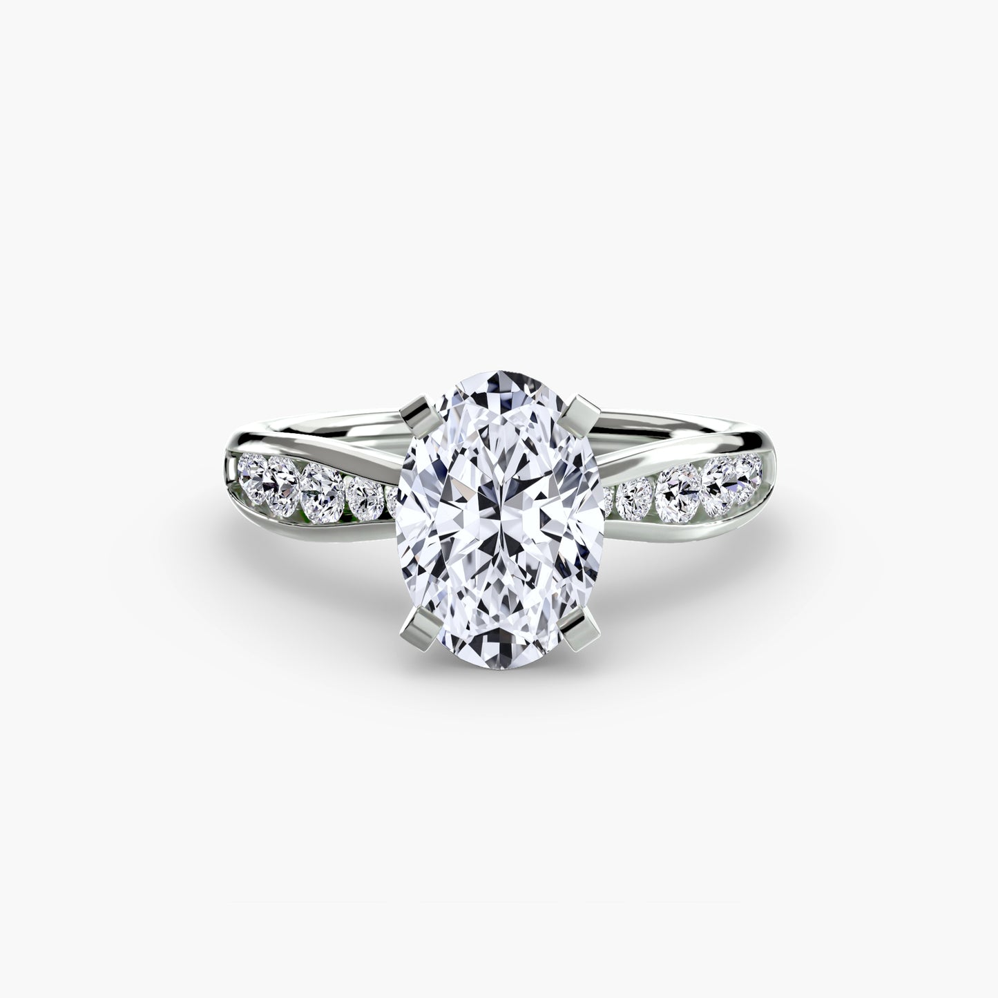 Solitaire Engagement Ring with Pavé Band - 2.3mm