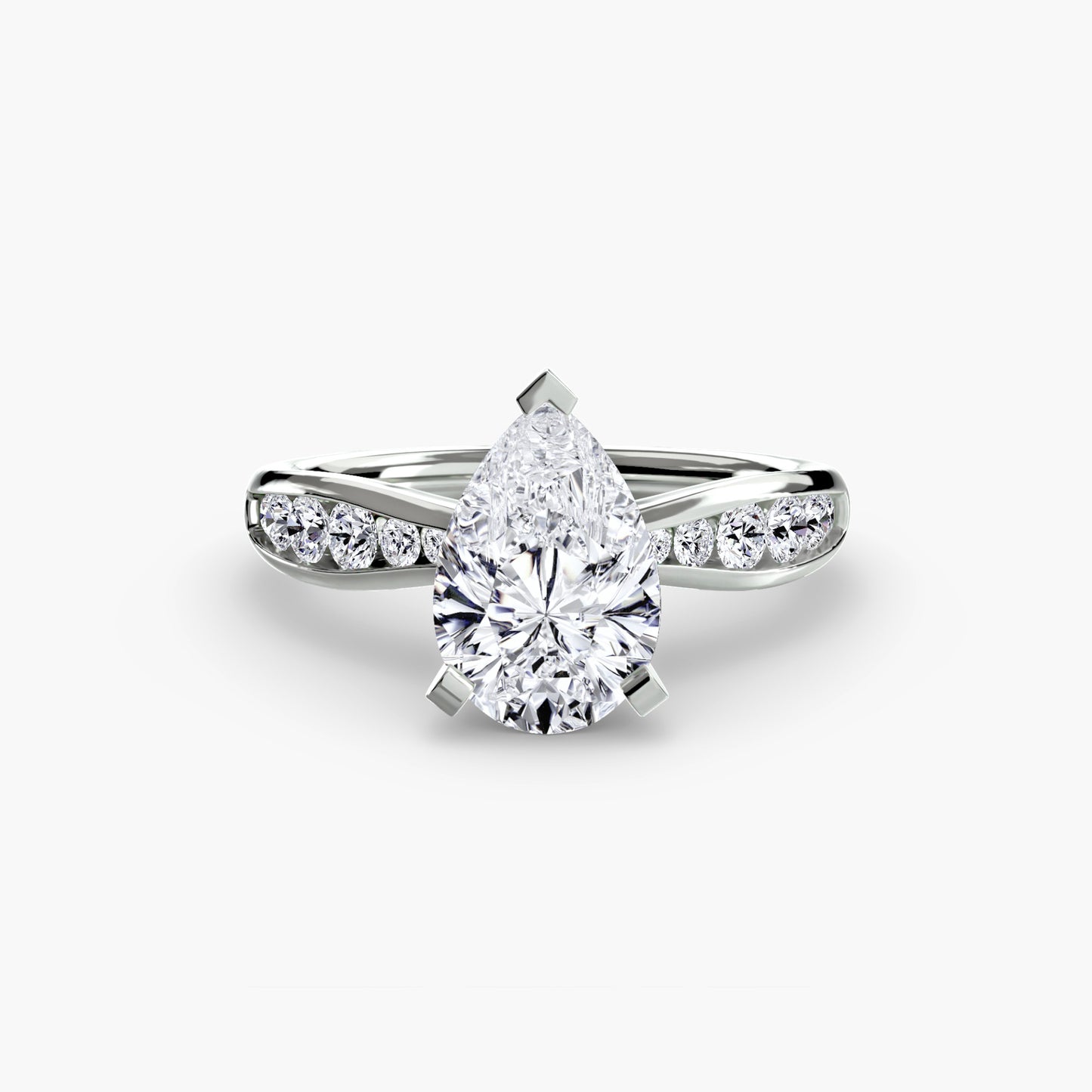 Solitaire Engagement Ring with Pavé Band - 2.3mm