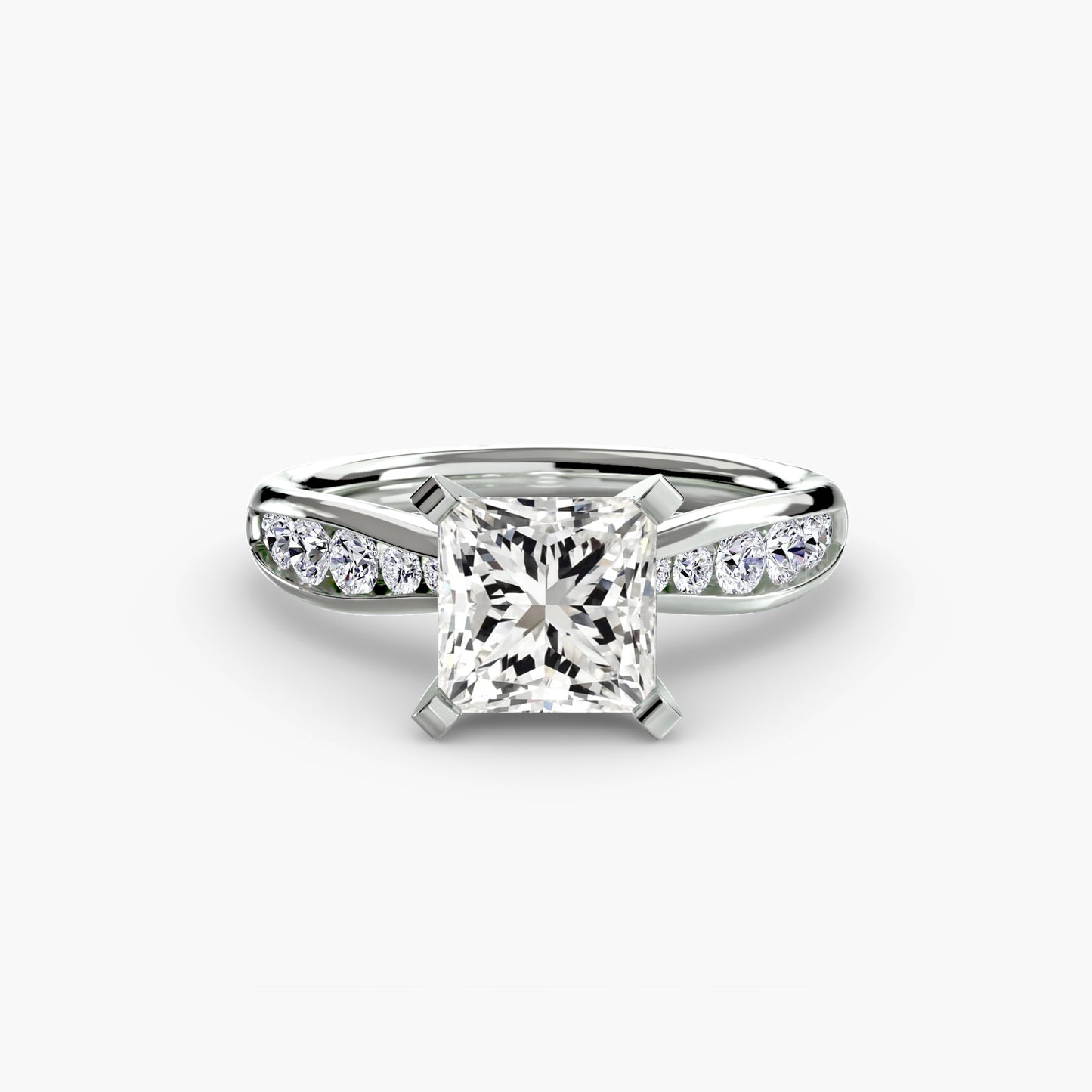 Solitaire Engagement Ring with Pavé Band - 2.3mm