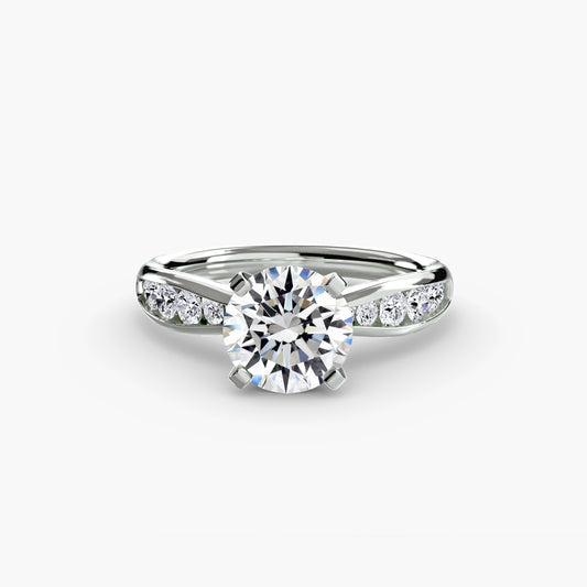 Solitaire Engagement Ring with Pavé Band - 2.3mm