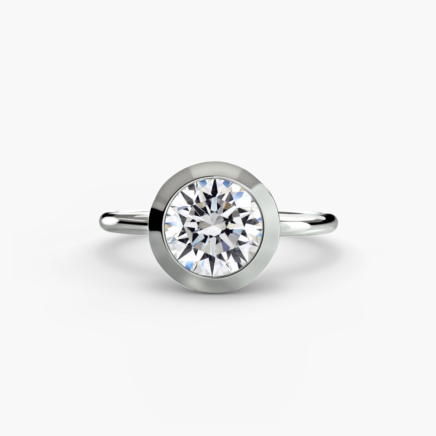 Bezel Set Solitaire Engagement Ring - 1.8mm