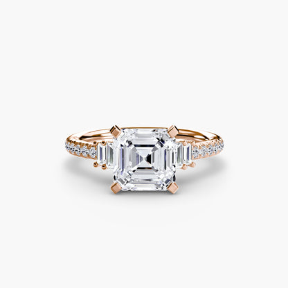 Solitaire Engagement Ring with Pavé Band - 2.4mm