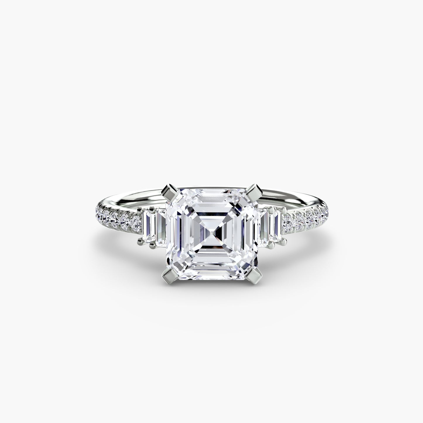 Solitaire Engagement Ring with Pavé Band - 2.4mm