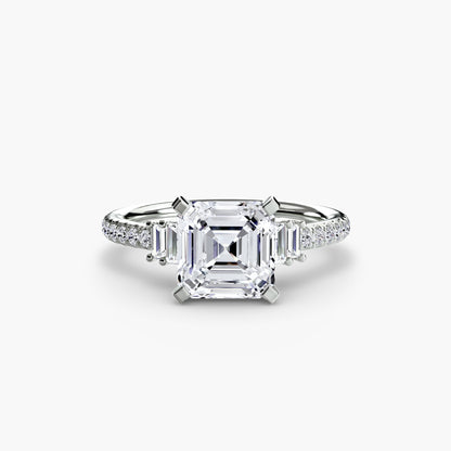Solitaire Engagement Ring with Pavé Band - 2.4mm