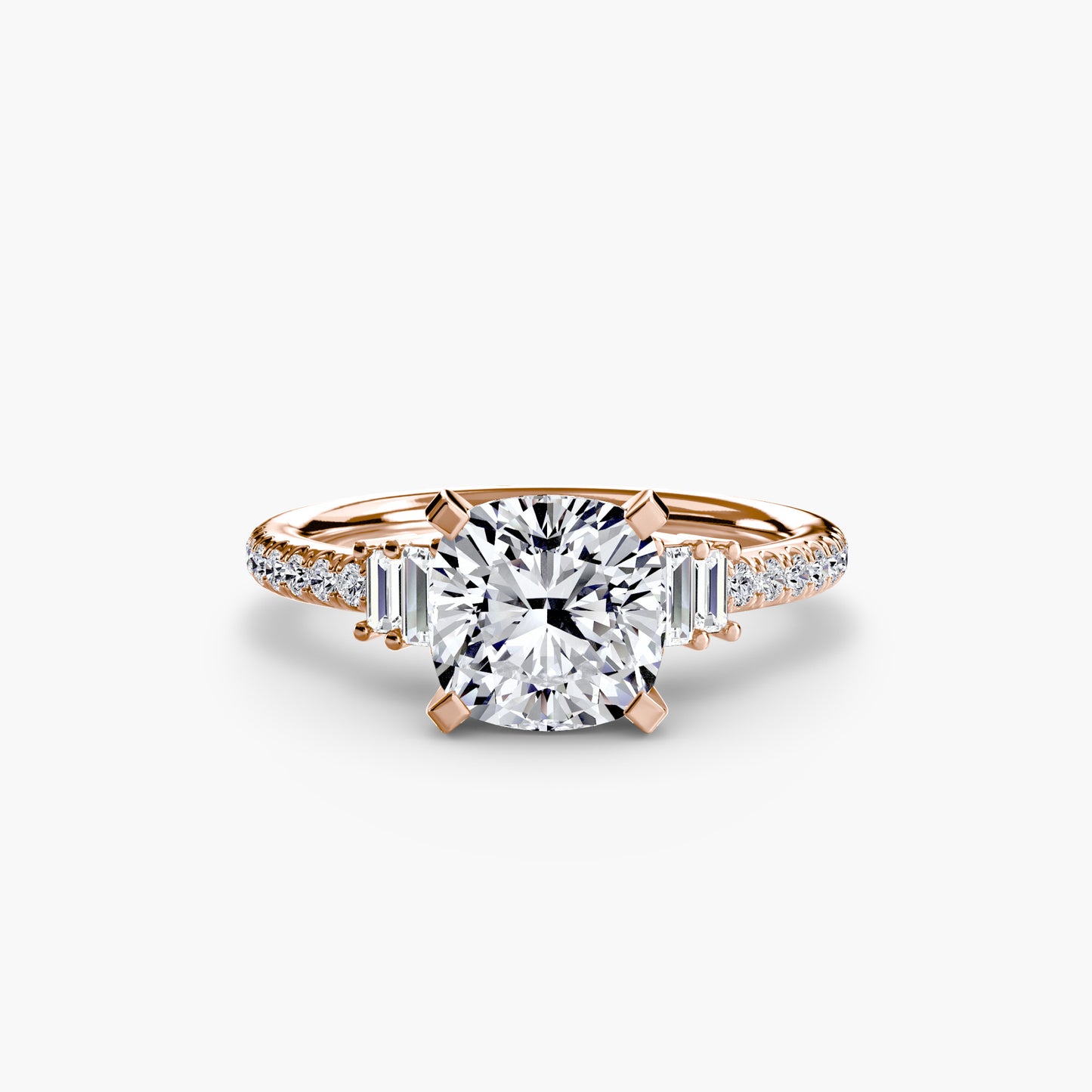 Solitaire Engagement Ring with Pavé Band - 2.4mm