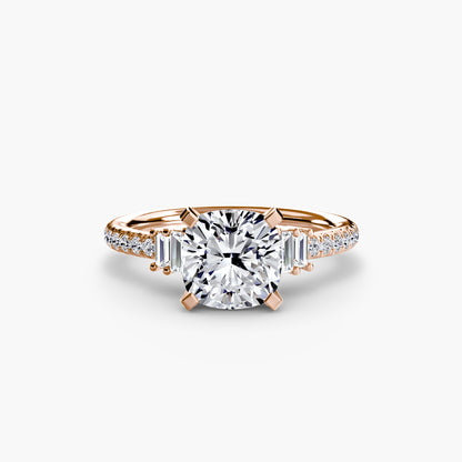 Solitaire Engagement Ring with Pavé Band - 2.4mm