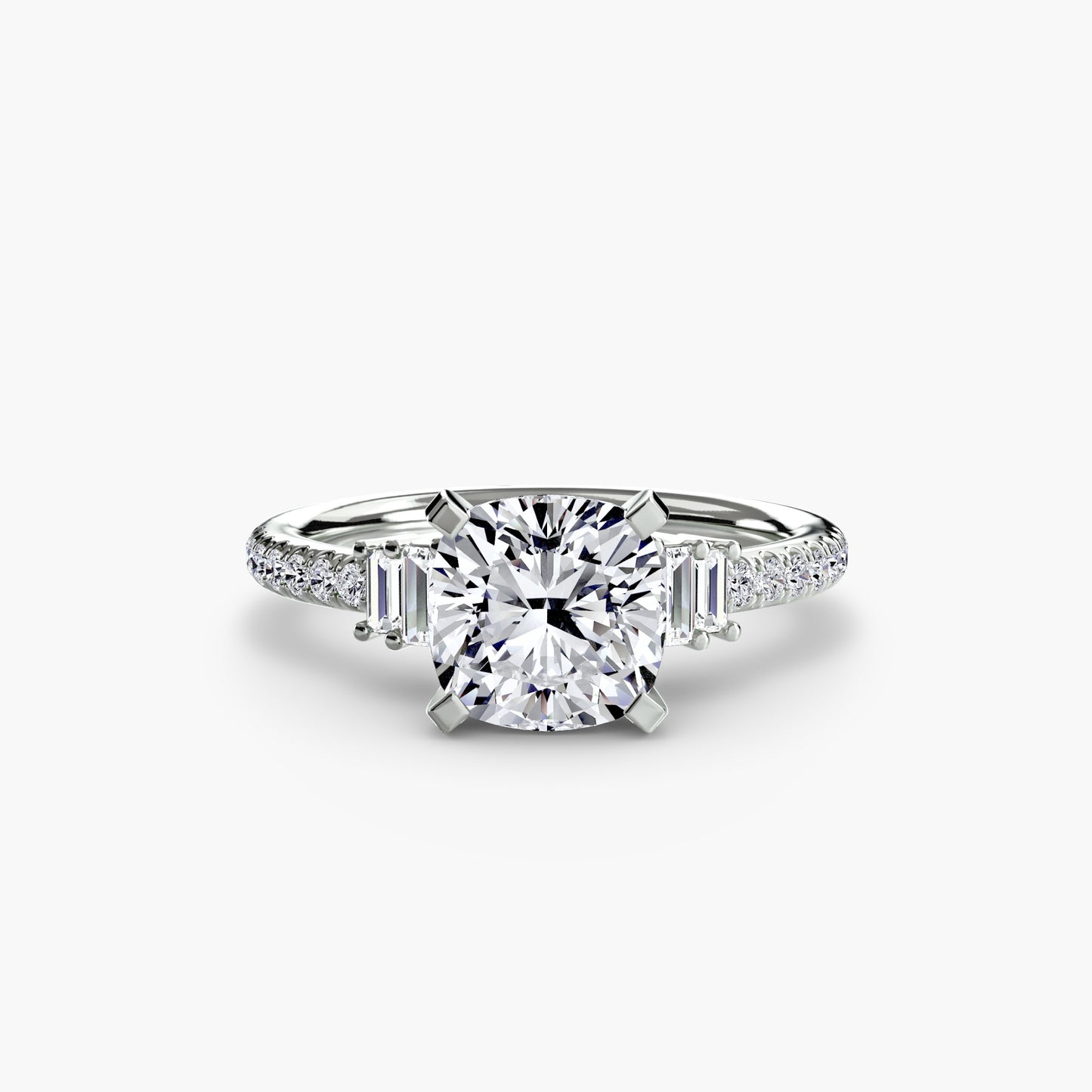 Solitaire Engagement Ring with Pavé Band - 2.4mm