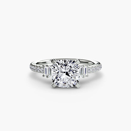 Solitaire Engagement Ring with Pavé Band - 2.4mm
