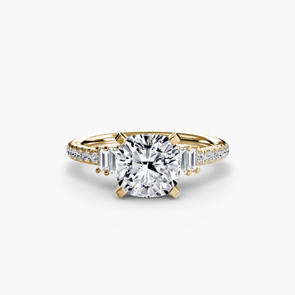Solitaire Engagement Ring with Pavé Band - 2.4mm