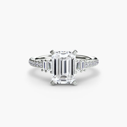 Solitaire Engagement Ring with Pavé Band - 2.4mm