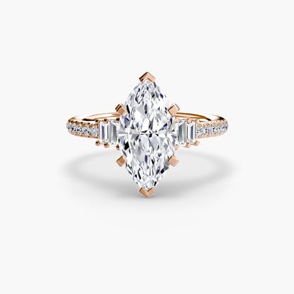 Solitaire Engagement Ring with Pavé Band - 2.4mm
