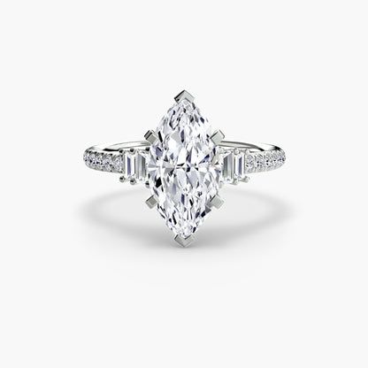 Solitaire Engagement Ring with Pavé Band - 2.4mm