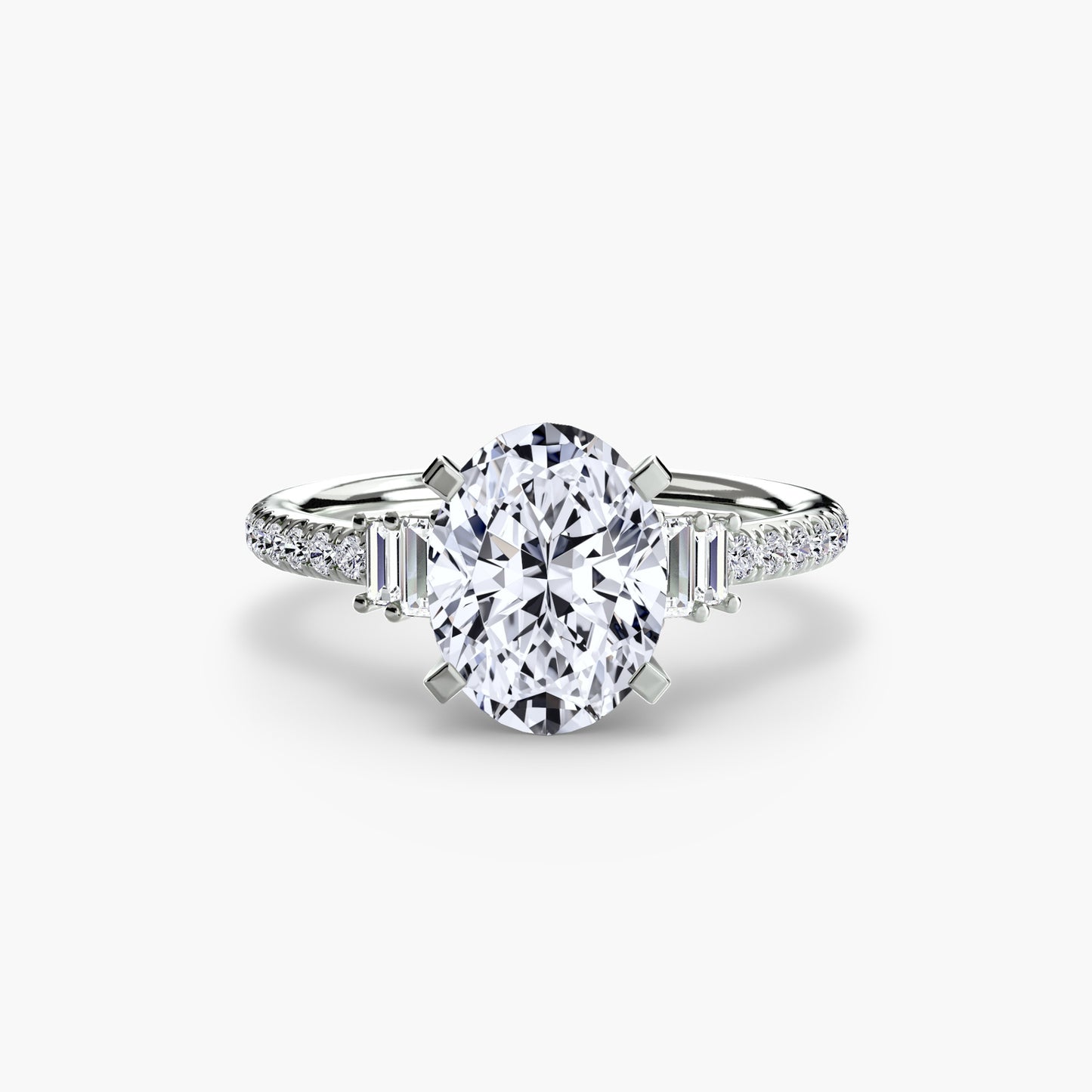 Solitaire Engagement Ring with Pavé Band - 2.4mm