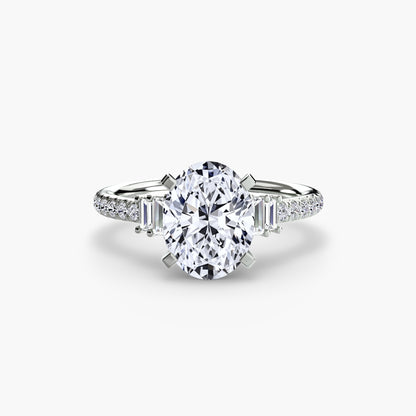 Solitaire Engagement Ring with Pavé Band - 2.4mm